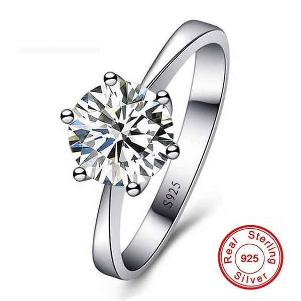 925 Silver Wedding Rings Solitaire 2ct - Jewelry Core