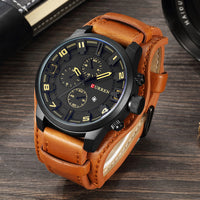 Curren Military Quartz Mens Watch with Real Leather Strap - Jewelry Core