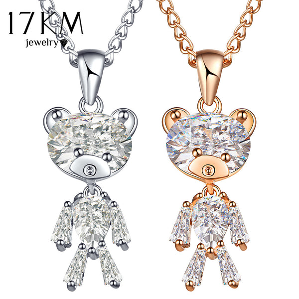 Sweater Zircon Bear Pendant And Necklace For the Animal Lover - Jewelry Core