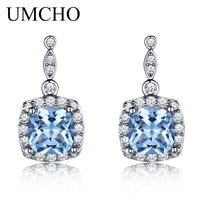 Solid 925 Sterling Silver Drop Earrings Sky Blue Topaz Gemstone  Fine Jewelry - Jewelry Core