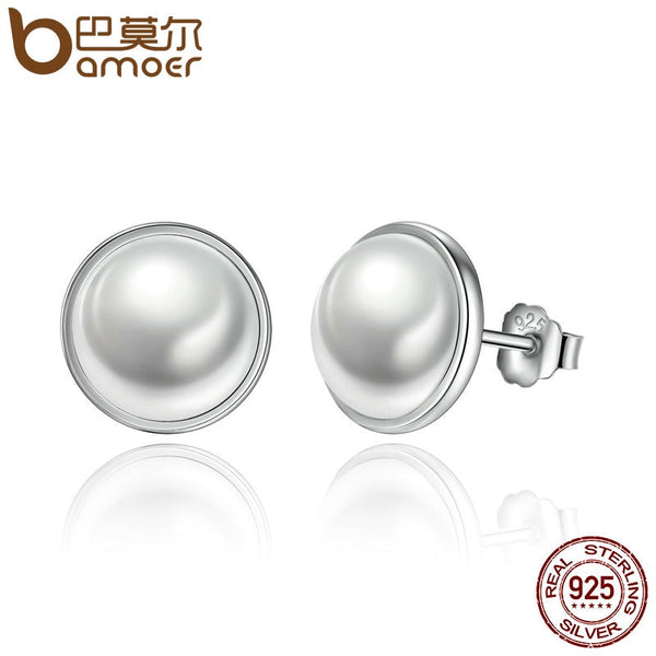 925 Solid Sterling Silver White Pearl Earrings With Jewelry Box - Jewelry Core