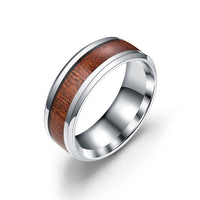 Creative Wide Band Wood & Titanium Steel Ring - Jewelry Core