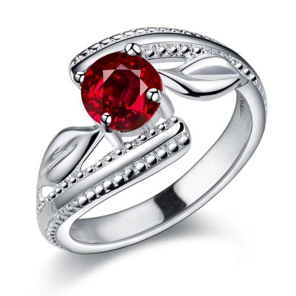 red zircon shiny  Silver Ring - Jewelry Core