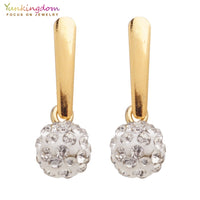 Stainless steel gold ball crystal earrings - Jewelry Core